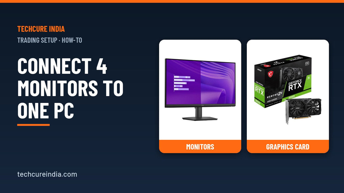 Monitor, graphics card and monitor arm for a four-screen trading setup