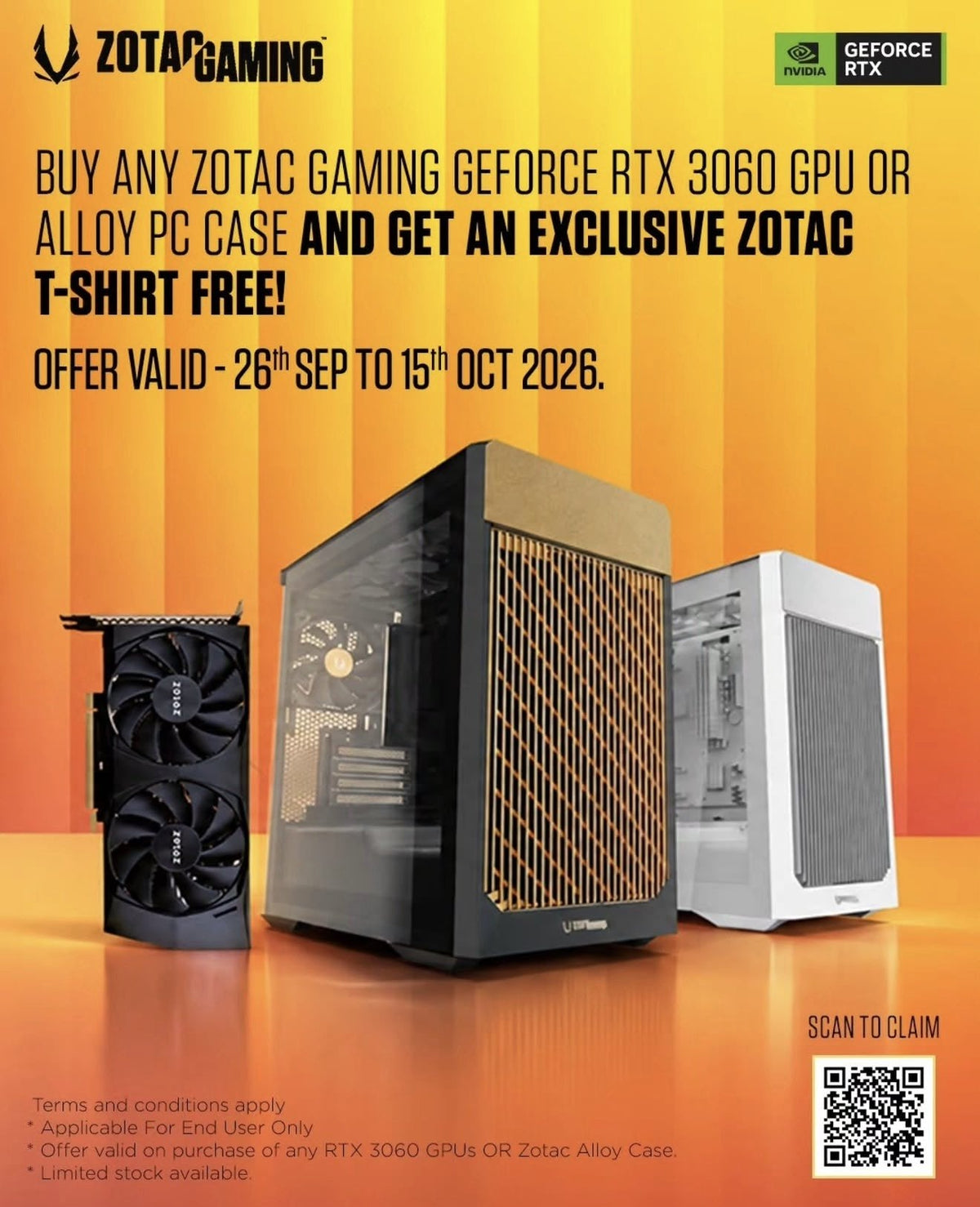 ZOTAC free T-shirt offer with RTX 3060 or Alloy case