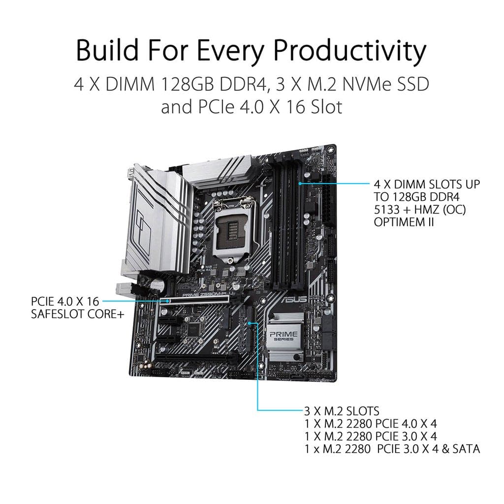 ASUS Prime Z590M Plus DDR4 Intel Motherboard - 4
