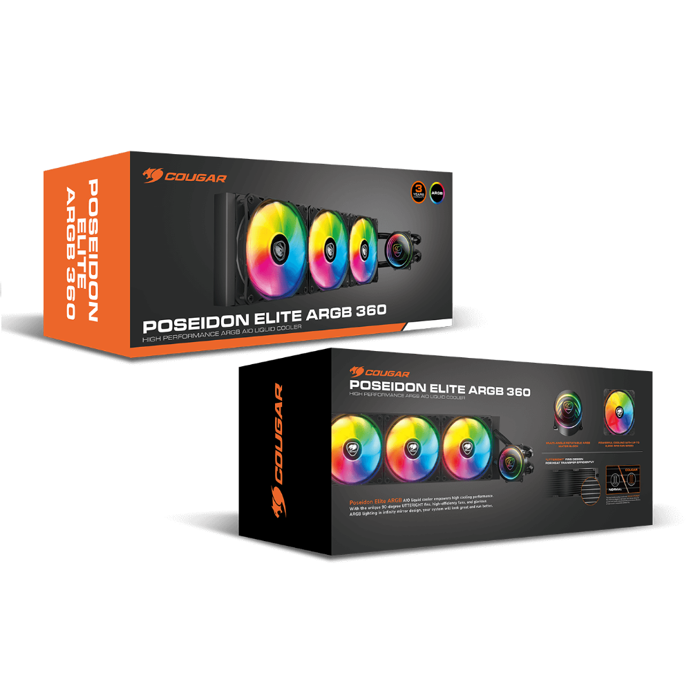 COUGAR Poseiden Elite ARGB 360mm CPU Liquid Cooler ( Black ) – TechCure India