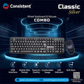 Consistent Classic Silver Wired Keyboard & Mouse (SK101) for Windows, USB Plug-and-Play, Full-Size, Spill-Resistant, Curved Space Bar (Black) – TechCure India