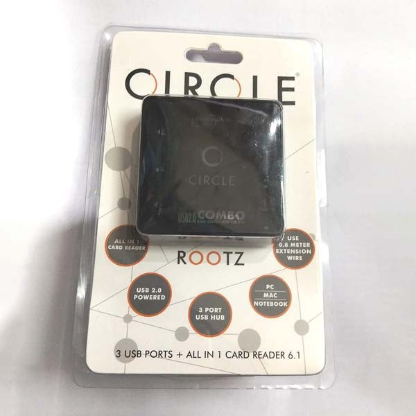 CIRCLE GAMING ROOTZ 3.PORT USB HUB +ALL IN ONE CARD READER 6.1 TF/SF Card Reader (Black) – TechCure India