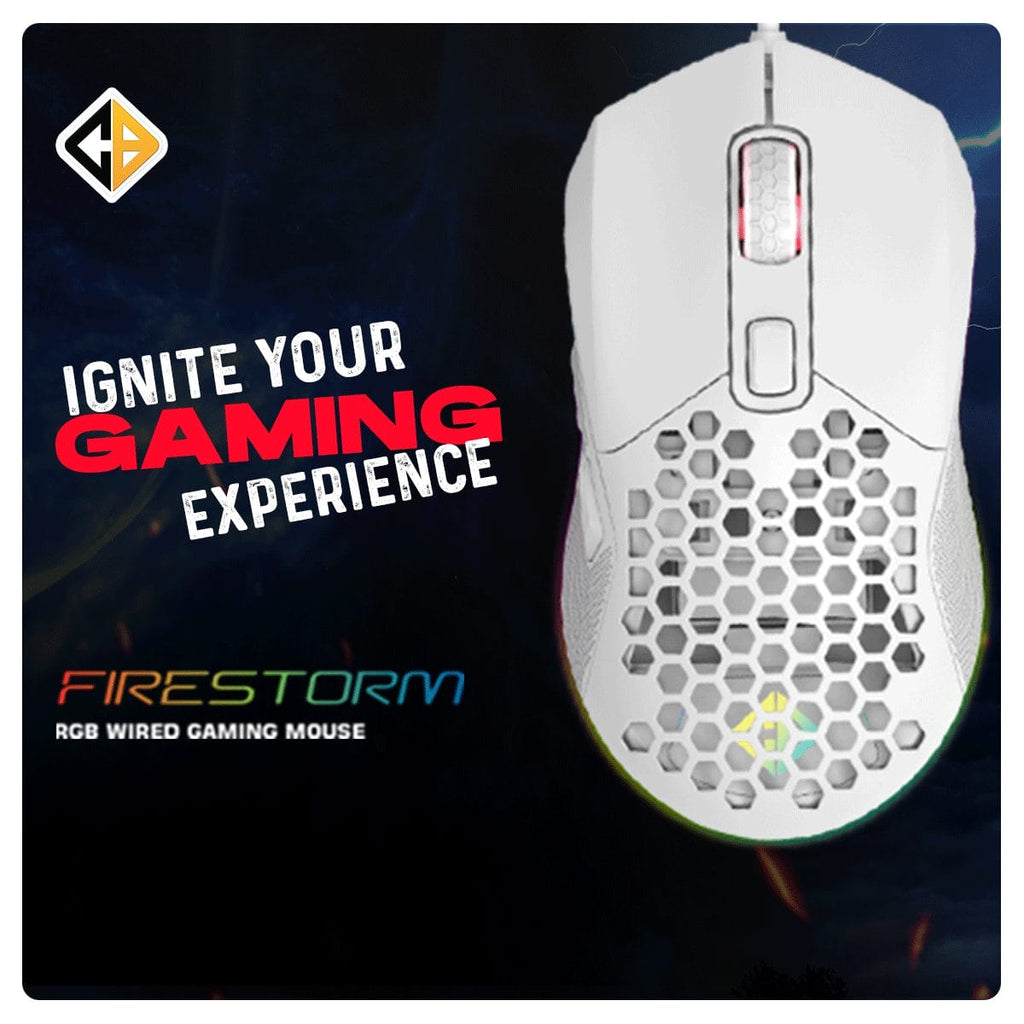 COSMIC BYTE FIRESTORM RGB (WHITE) GAMING MOUSE – TechCure India