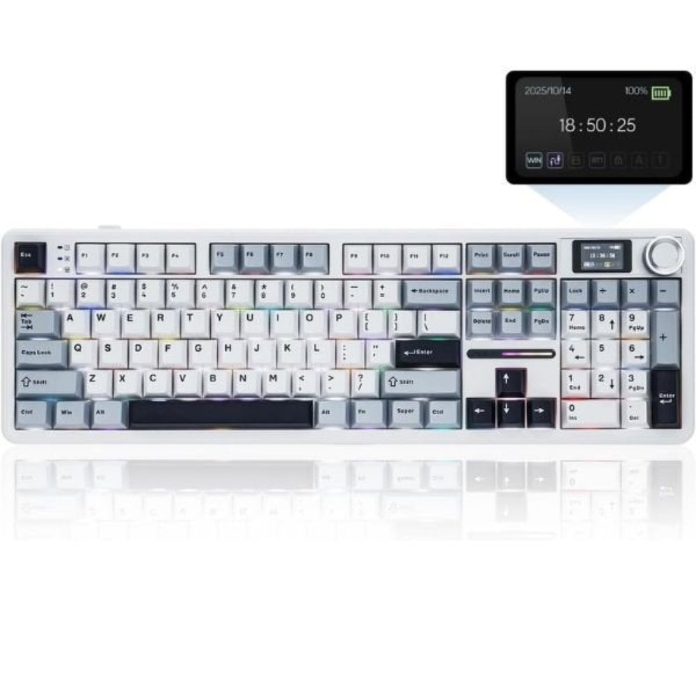 AULA F108 Pro Tri-Mode Full Size RGB Mechanical Wireless Gaming Keyboard ( Ice Blue ) ( Reaper Switch ) ( F108ProIUR ) – TechCure India