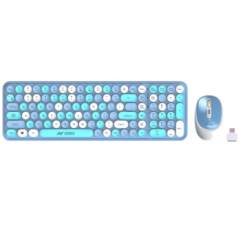 ANT ESPORTS WKM44 WIRELESS RETRO KEYBOARD AND MOUSE COMBO (BLUE GRAY) – TechCure India
