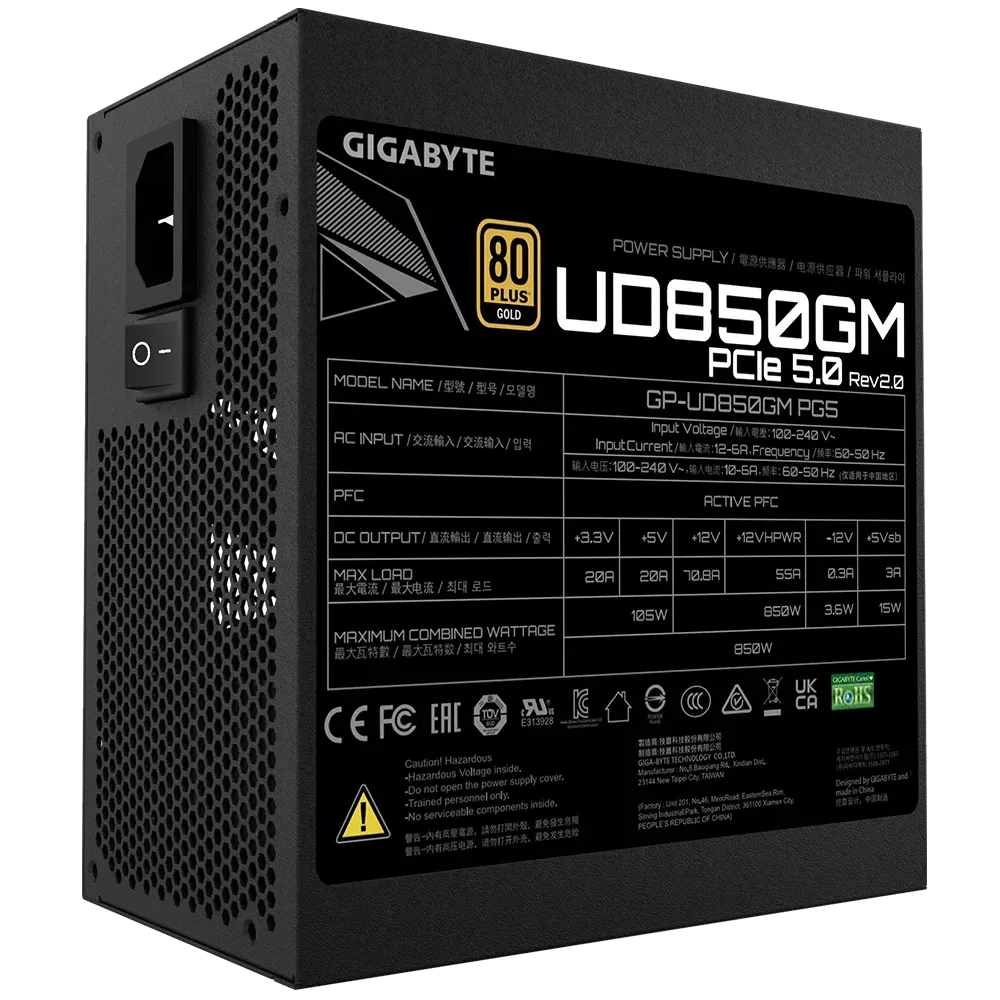 GIGABYTE UD850GM PG5 80+ Gold Fully Modular ATX 3.0 Power Supply – TechCure India