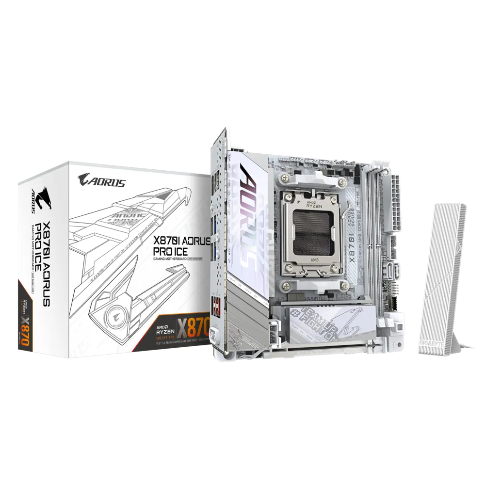 GIGABYTE X870I Aorus Pro ICE DDR5 AMD Motherboard (White) – TechCure India