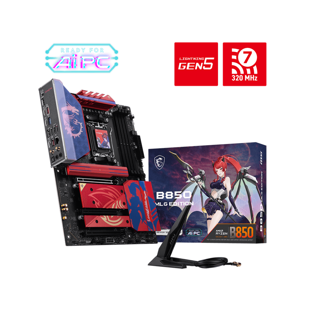 MSI B850 MLG Edition Wifi7 DDR5 AMD Motherboard ( Red ) – TechCure India