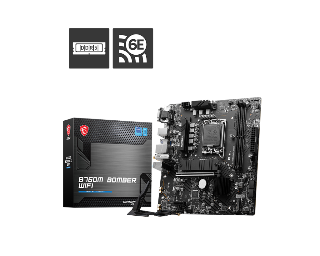 MSI B760M BOMBER WIFI INTEL LGA1700 DDR5 MOTHERBOARD – TechCure India