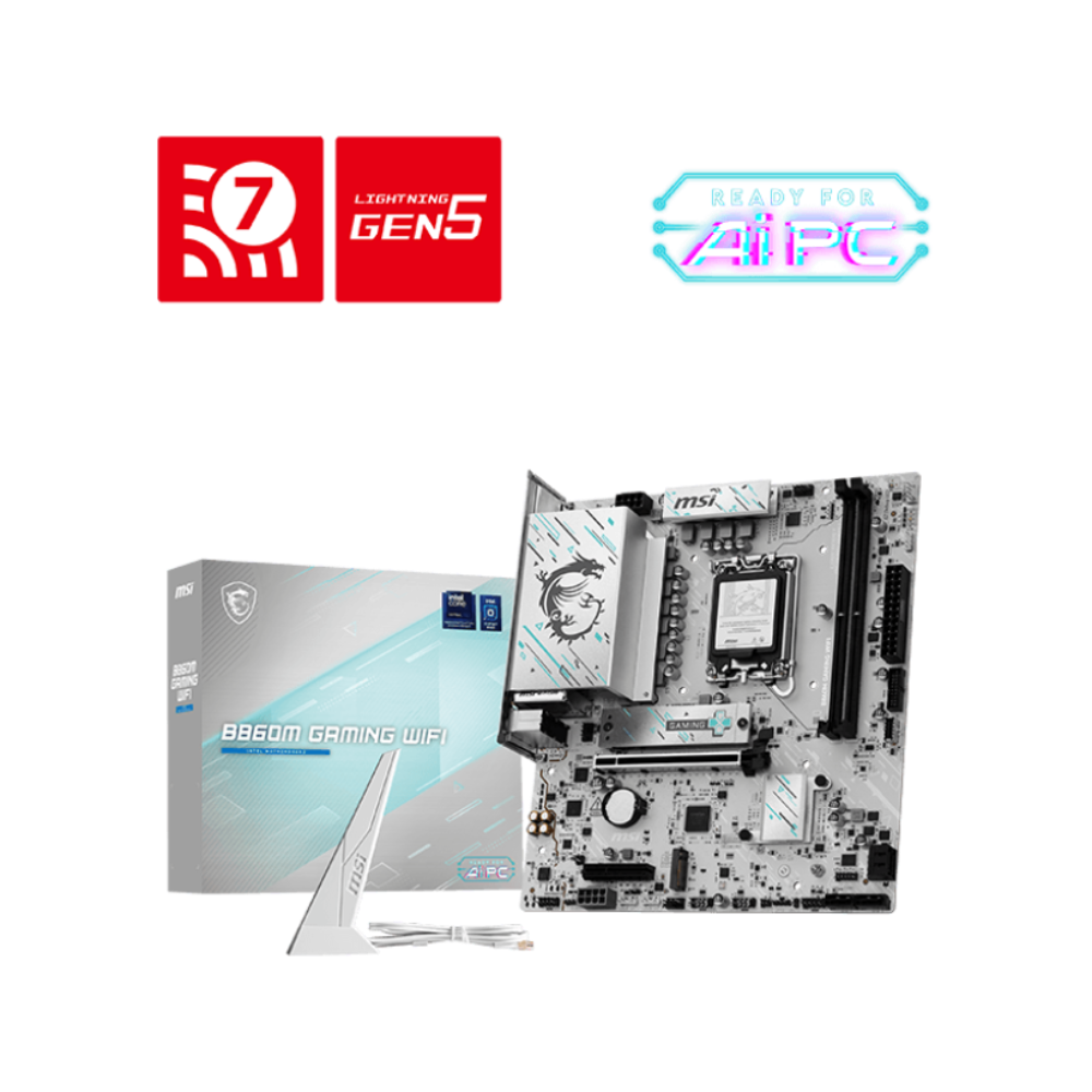 MSI B860M Gaming Wifi7 DDR5 Intel Motherboard ( White ) – TechCure India