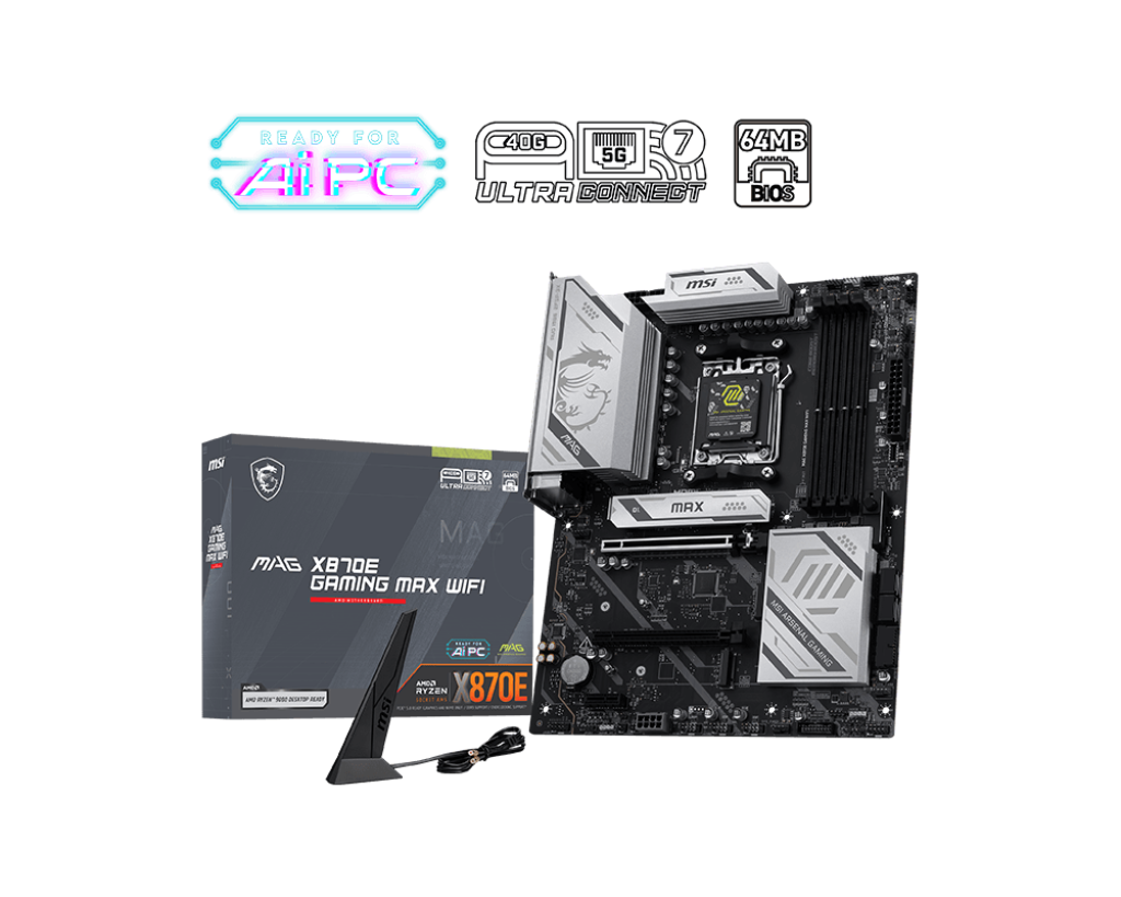 MSI MAG X870E GAMING MAX WIFI AM5 DDR5 Motherboard – TechCure India
