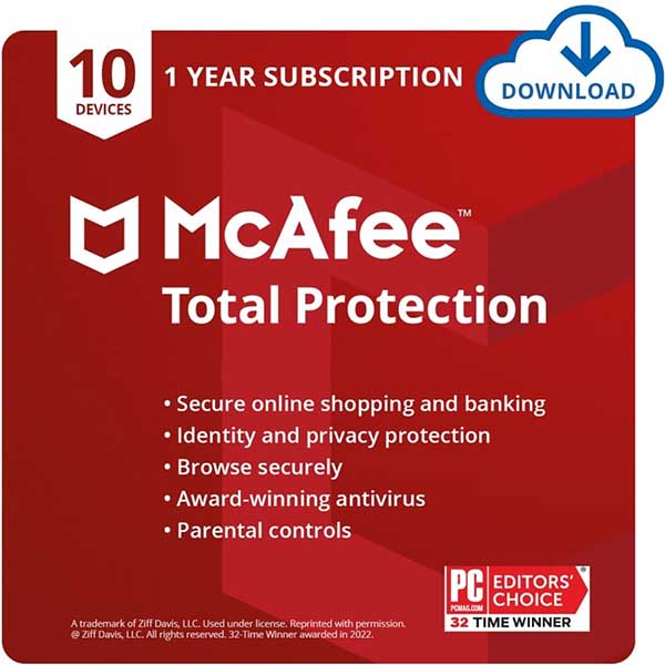 McAfee Total Protection 2024 | 10 Device, 1 Year | Antivirus Internet Security Software | Password Manager & Dark Web Monitoring Included | PC/Mac/Android/iOS | Email Delivery – TechCure India