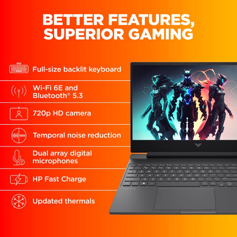 HP VICTUS INTEL CORE I5 13TH GEN 13420H - (16 GB/512 GB SSD/WINDOWS 11 HOME/6 GB GRAPHICS/NVIDIA GEFORCE RTX 4050/144 HZ) 15-FA2381TX GAMING LAPTOP – TechCure India