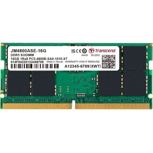Transcend JetRam 16GB (1 x 16GB) DDR5 4800MHz CL40 SO-DIMM Laptop RAM – TechCure India