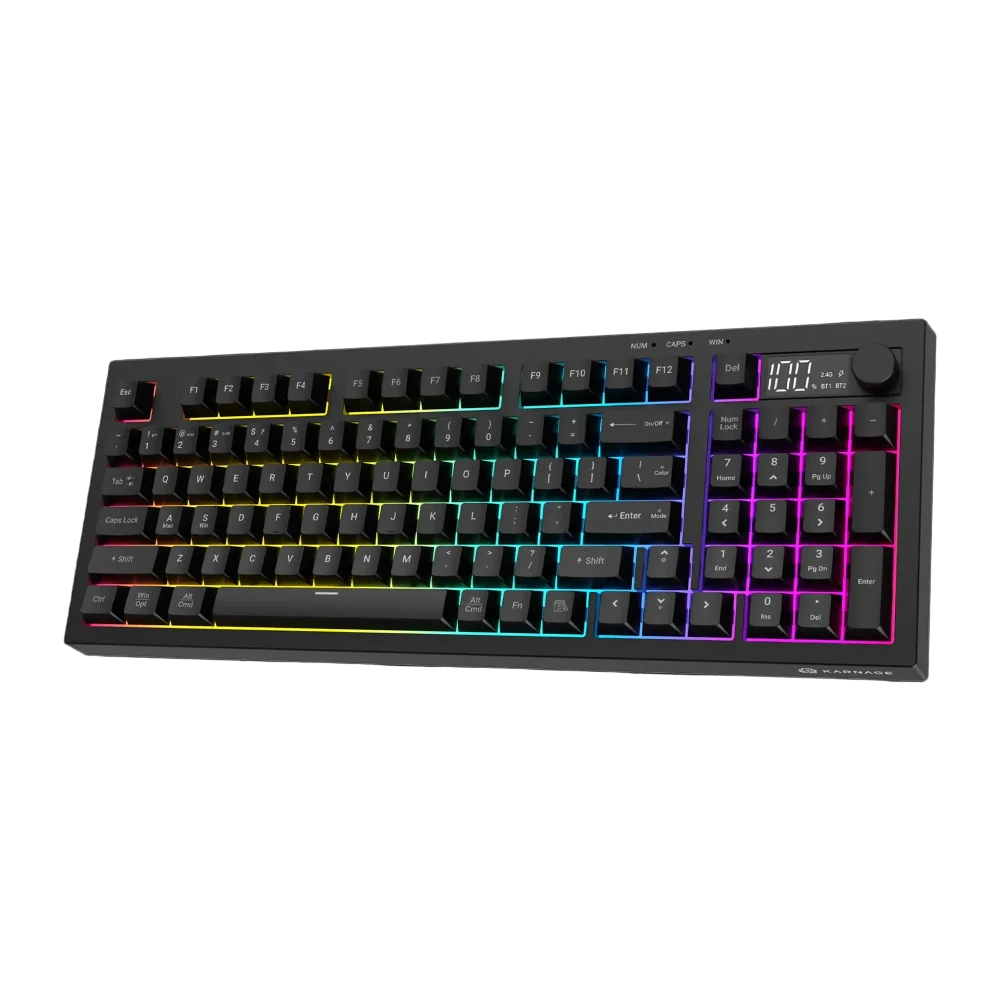 KARNAGE Visage 95 96% Tri-Mode Mecha-Membrane RGB Wireless Gaming Keyboard ( Black ) ( Mecha-Membrane ) ( WLKM-063-BK ) – TechCure India