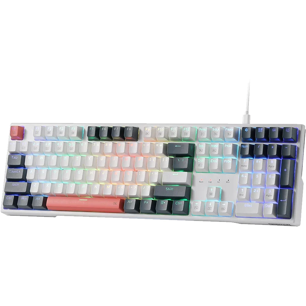 REDRAGON Trundle K668 RGB Full Size Wired Mechanical Gaming Keyboard ( White ) ( Linear Red Switch ) – TechCure India