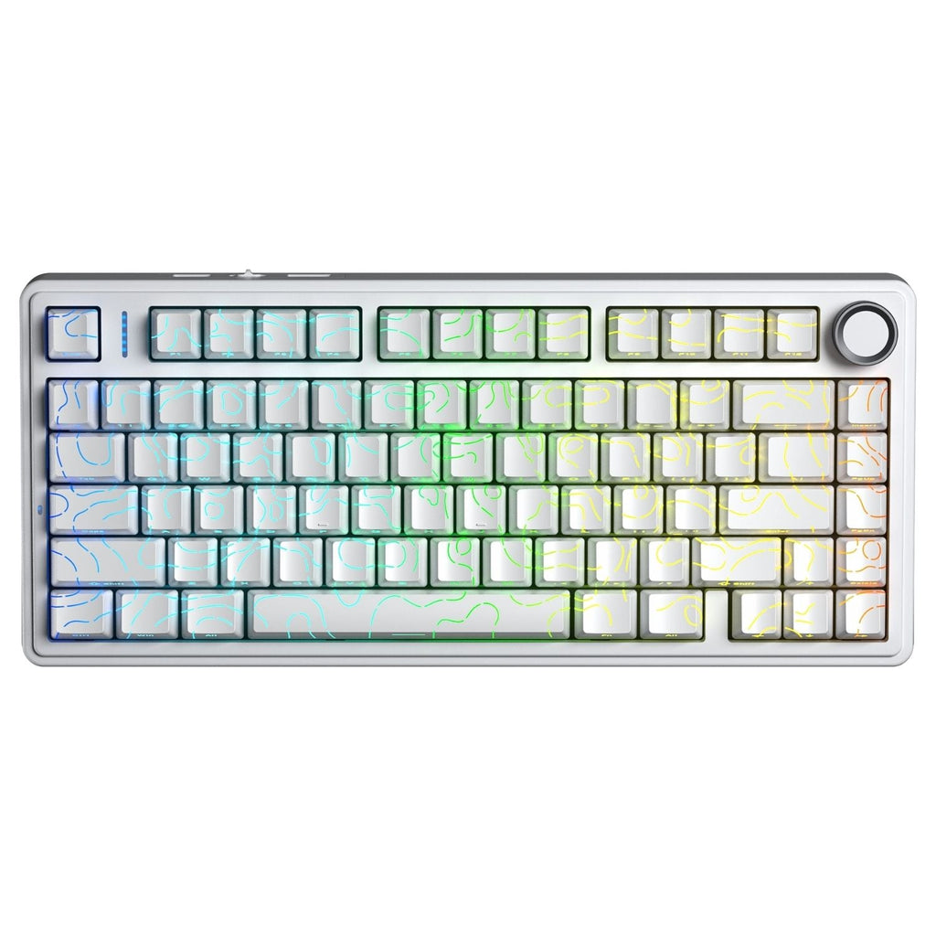 AULA F75 75% SIDE ENGRAVED TRI MODE TKL 80 KEYS WIRELESS MECHANICAL GAMING KEYBOARD WITH KNOB | 4000MAH BATTERY, SOUTH-FACING RGB BACKLIT PRE-LUBED HOT SWAPPABLE | WHITE CONTOUR - STAR VECTOR SWITCHES – TechCure India