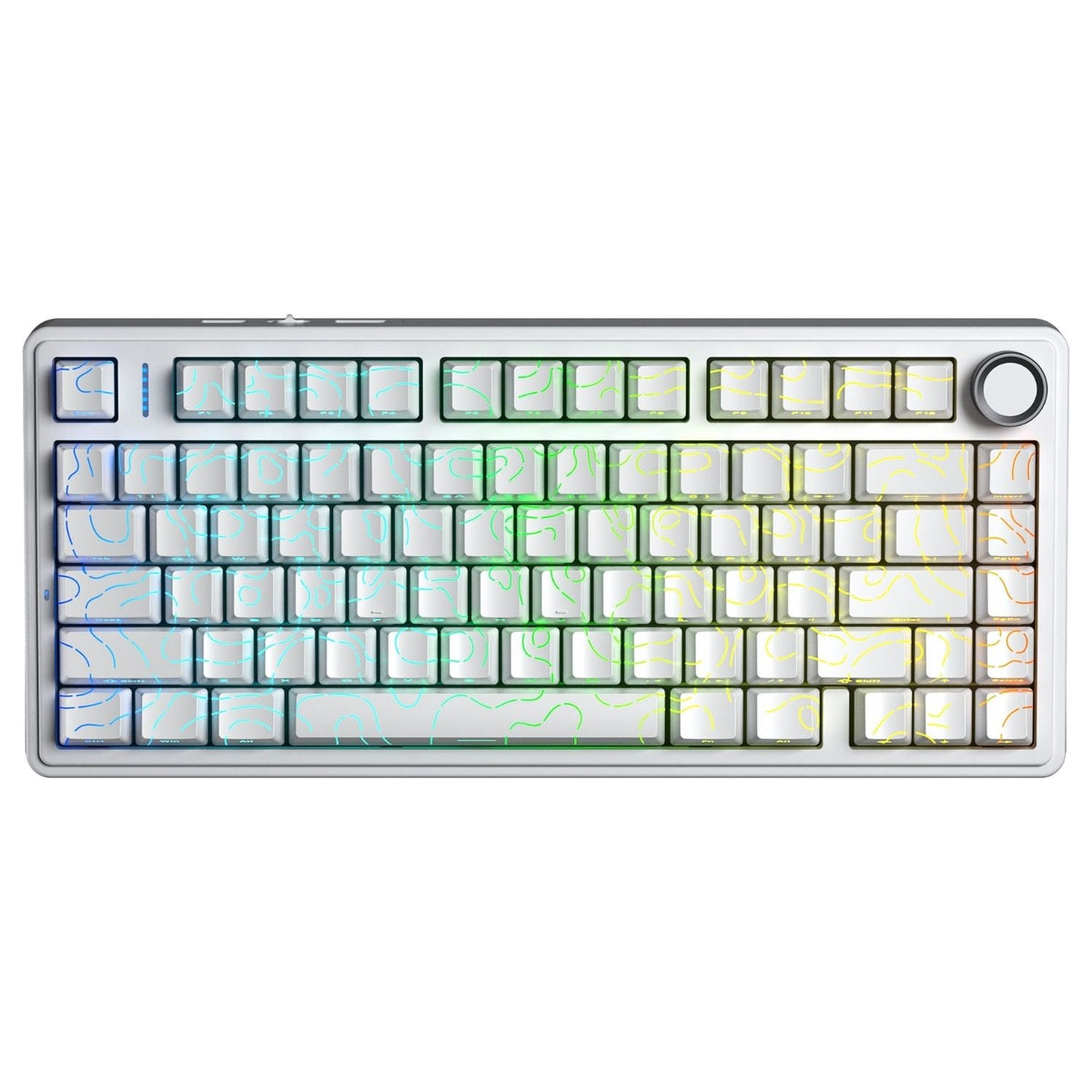 AULA F75 75% SIDE ENGRAVED TRI MODE TKL 80 KEYS WIRELESS MECHANICAL GAMING KEYBOARD WITH KNOB | 4000MAH BATTERY, SOUTH-FACING RGB BACKLIT PRE-LUBED HOT SWAPPABLE | WHITE CONTOUR - STAR VECTOR SWITCHES – TechCure India