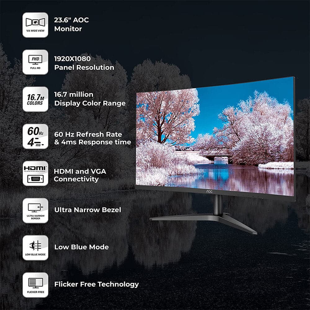 AOC C24B1H 23.6 Inch FHD 60Hz VA Panel 4MS Gaming Monitor - 3