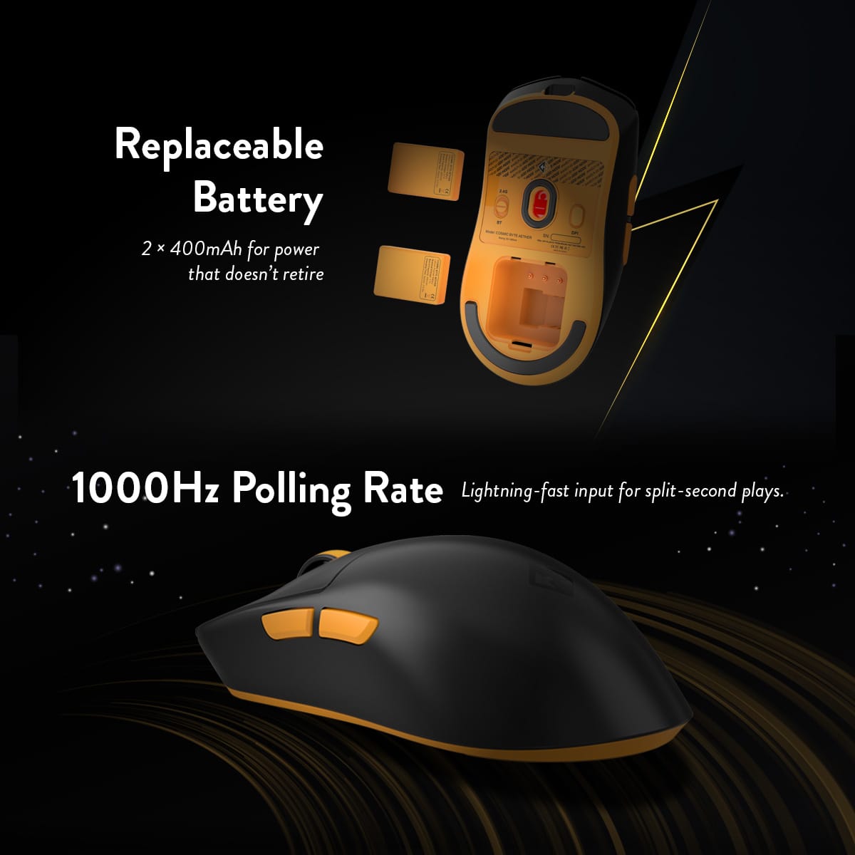 Cosmic Byte Aether Tri Mode Gaming Mouse, PixArt 3311 Sensor, Optical Switches, Replaceable Battery, Black – TechCure India