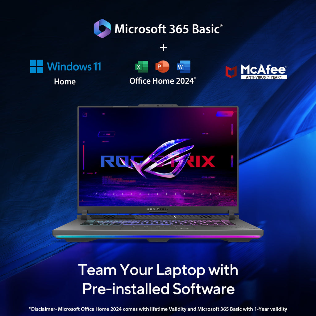 ASUS ROG STRIX G16 G614PR-RV032WS [R9-8940HX/16GB/1TB SSD/WIN11 HOME+MSO/16.0"/12GB-RTX5070TI GRAPHICS/1 YEAR(S)/GREY] – TechCure India