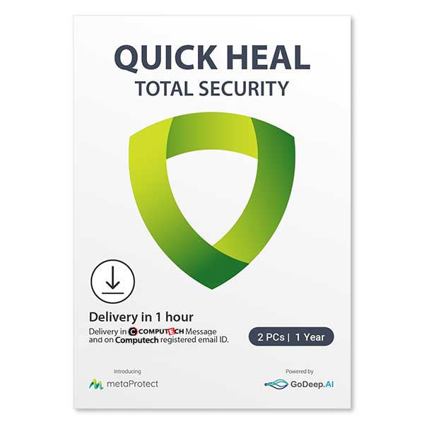 Quick Heal Total Security - 2 PCs, 1 Year | AI Based Device Security for Windows PC | Banking and Browsing Protection | Dark Web Monitoring and Parental Control (Email Delivery in 1 Hour- No CD) – TechCure India