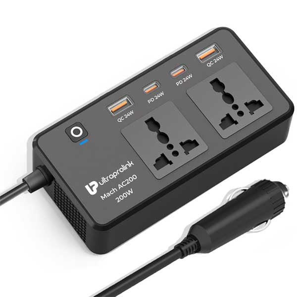 ULTRAPROLINK Mach AC 200 6 in 1 200W Car Laptop Charger (UM1223) – TechCure India
