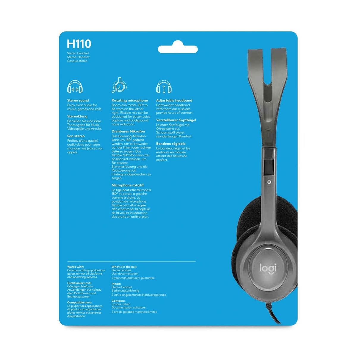 LOGITECH H110 WIRED HEADPHONES WITH MIC – TechCure India
