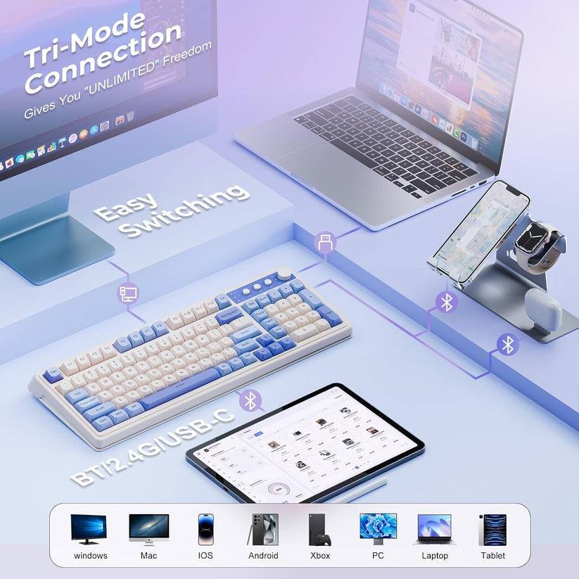 AULA S99 MECHANICAL KEYBOARD (BLUE & WHITE) BEST MECHANICAL KEYBOARD – TechCure India