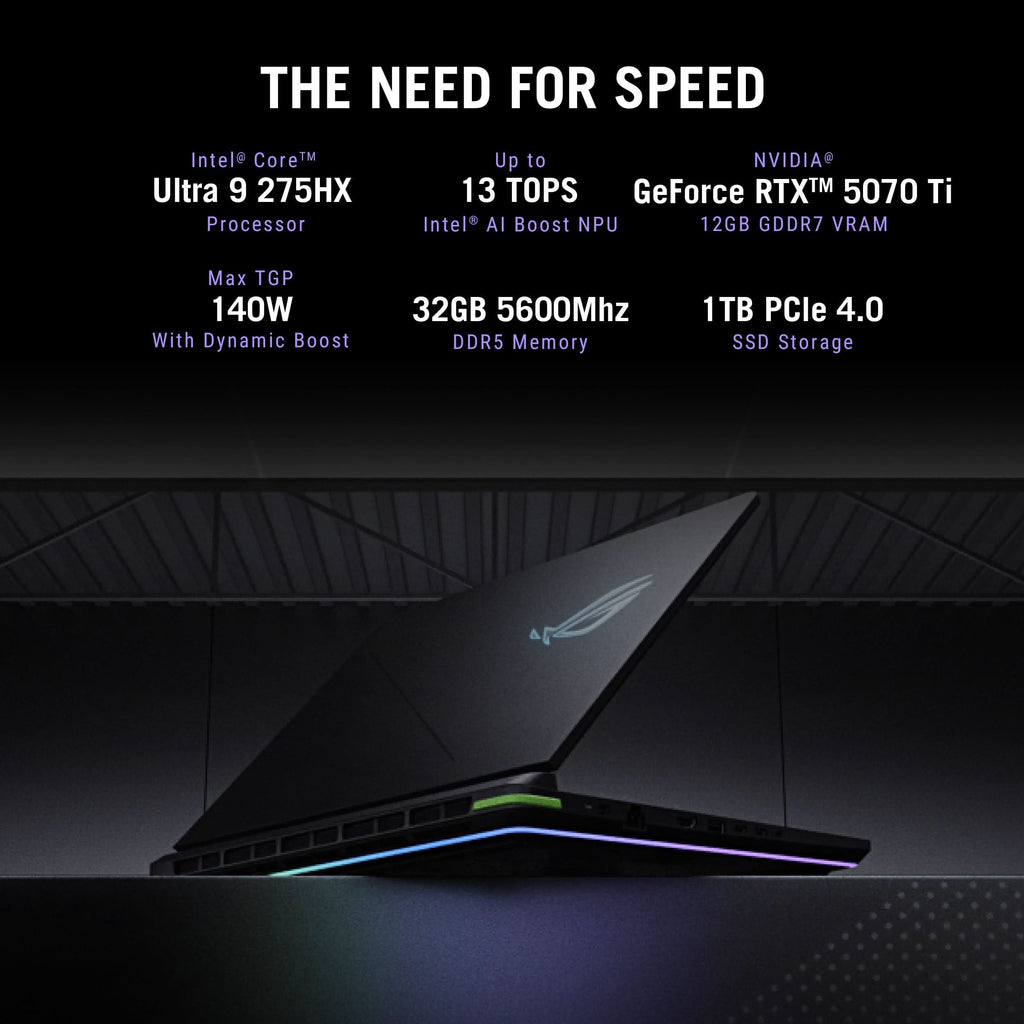 ASUS ROG STRIX G16 G615LR-S5190WS [ULTRA9-275HX/32GB/1TB SSD/WIN11 HOME+MS24/16.0"/12GB-RTX5070TI GRAPHICS/1 YEAR(S)/GREY] – TechCure India