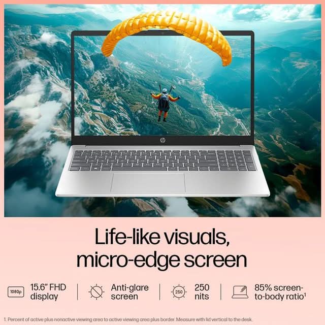 HP 15-FD0623TU 15.6 Inch FHD Laptop, Intel Core i3-1315U, 8GB RAM, 512GB SSD, Windows 11 Home, Microsoft Office 2024, Silver – TechCure India