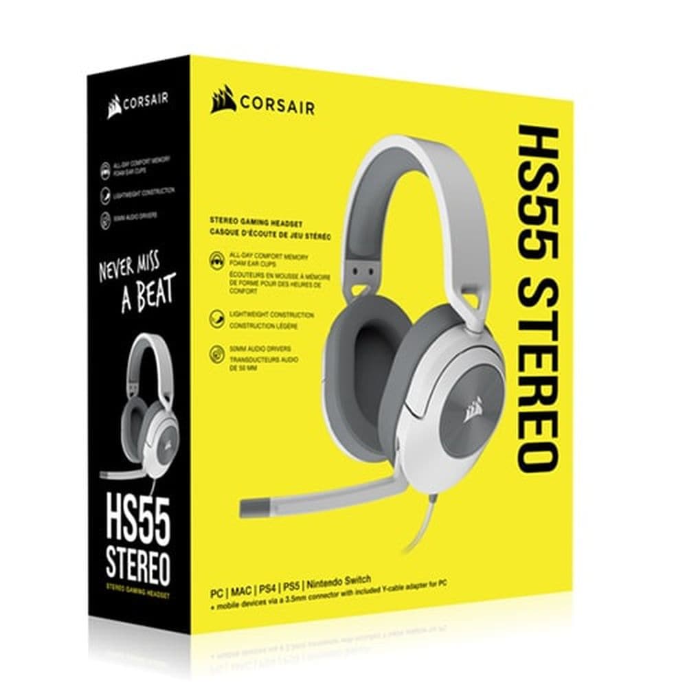 CORSAIR HS55 Wired Stereo Gaming Headphone With Mic ( White ) ( PC/Mobile/Mac/Xbox ) - 4