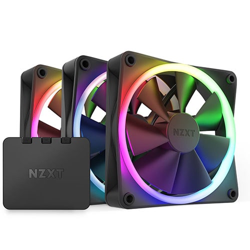 NZXT F120 RGB 120mm Fans With Controller Black (Triple Pack) – TechCure India
