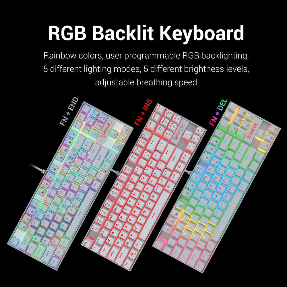 REDRAGON K552-RGB KUMARA USB RGB GAMING KEYBOARD WHITE – TechCure India