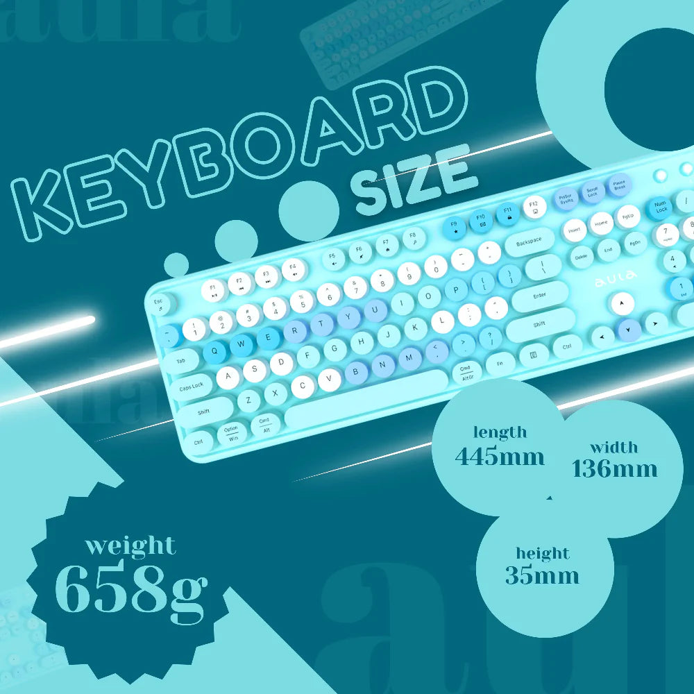 AULA AC306 Full Size Membrane Wireless Gaming Keyboard and Mouse Combo ( Mix Blue ) (AC306) - 5