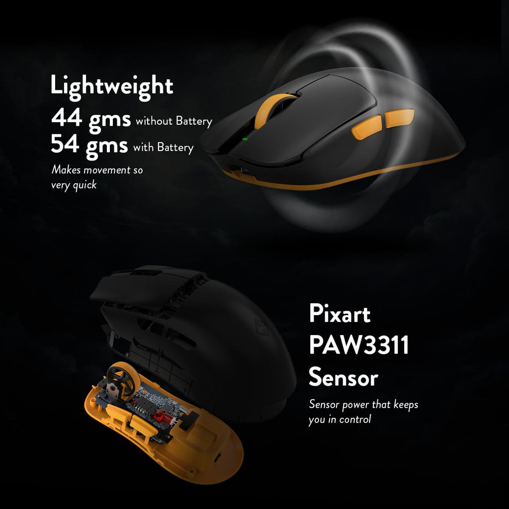 Cosmic Byte Aether Tri Mode Gaming Mouse, PixArt 3311 Sensor, Optical Switches, Replaceable Battery, Black – TechCure India