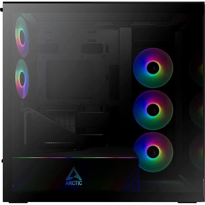 ARCTIC Xtender VG (Mirror Black) with Vertical GPU Mount Case – TechCure India