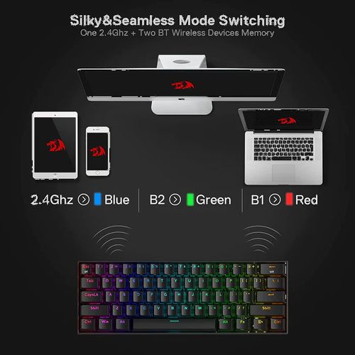 REDRAGON K530 Pro Draconic 60% Mechanical Wireless Gaming Keyboard ( Black ) ( Red Switch ) - 3