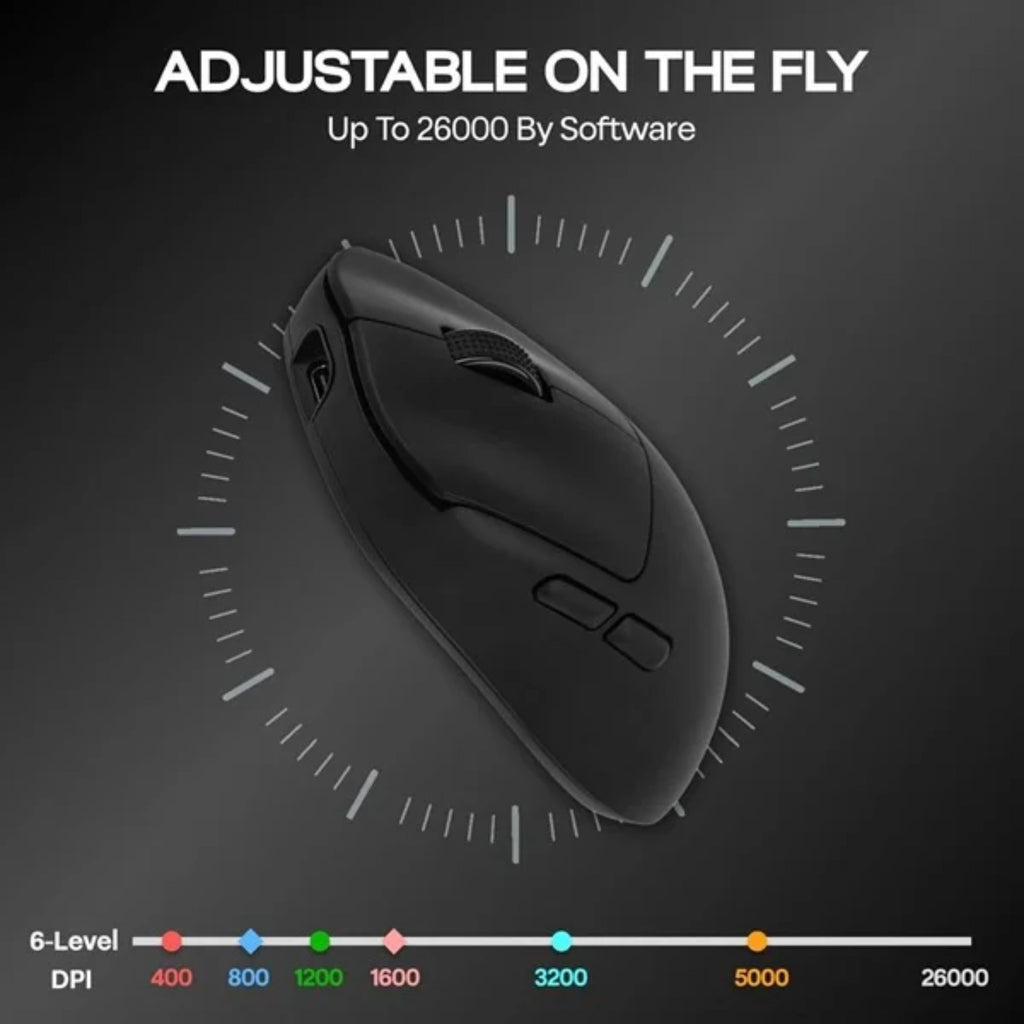 AULA SC800 TRI-MODE WIRELESS 2.4G/WIRED/BLUETOOTH ULTRA-LIGHTWEIGHT GAMING MOUSE | 37GRAMS, ADJUSTABLE 26000 DPI, PAW3395 SENSOR, 8000 POLLING RATE, ULTRA-PRECISE & DURABLE FOR GAMING | BLACK (SC800B) – TechCure India