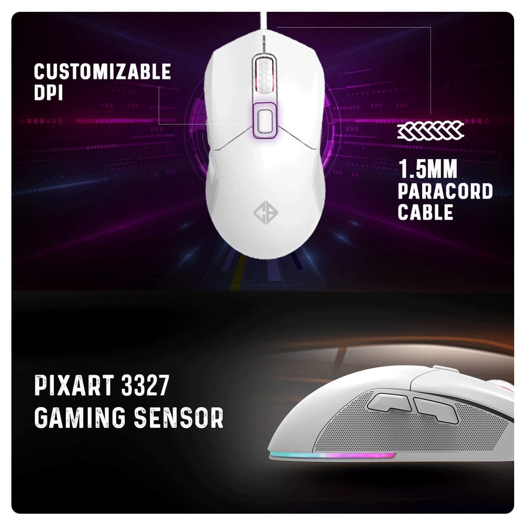 COSMIC BYTE FIRESTORM RGB (WHITE) GAMING MOUSE – TechCure India