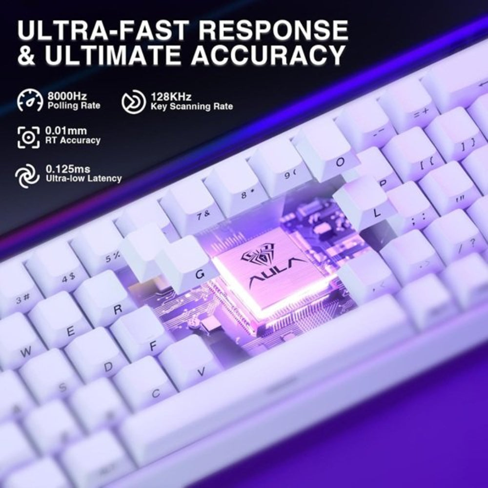 AULA Hero 68HE 60% RGB Wired Mechanical Gaming Keyboard ( White ) ( Meteor Magnetic Switch ) ( HERO68WM ) – TechCure India