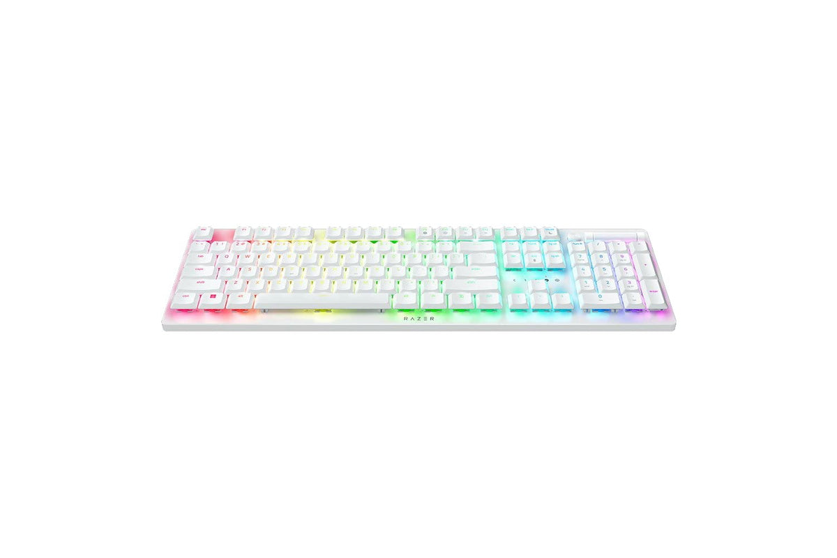 RAZER DEATHSTALKER V2 PRO - WIRELESS LOW PROFILE OPTICAL GAMING KEYBOARD (CLICKY PURPLE SWITCH) - WHITE RZ03-04363500-R3M1 – TechCure India