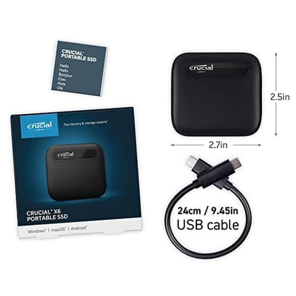 CRUCIAL X6 1TB Portable Solid State Drive (SSD) - 3