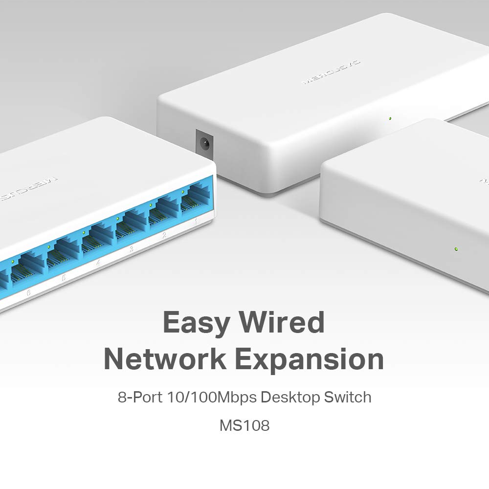 MERCUSYS MS108 8-PORT 10/100MBPS DESKTOP SWITCH | RJ45 PORTS | AUTO MDI/MDIX SUPPORTED | PLUG AND PLAY – TechCure India