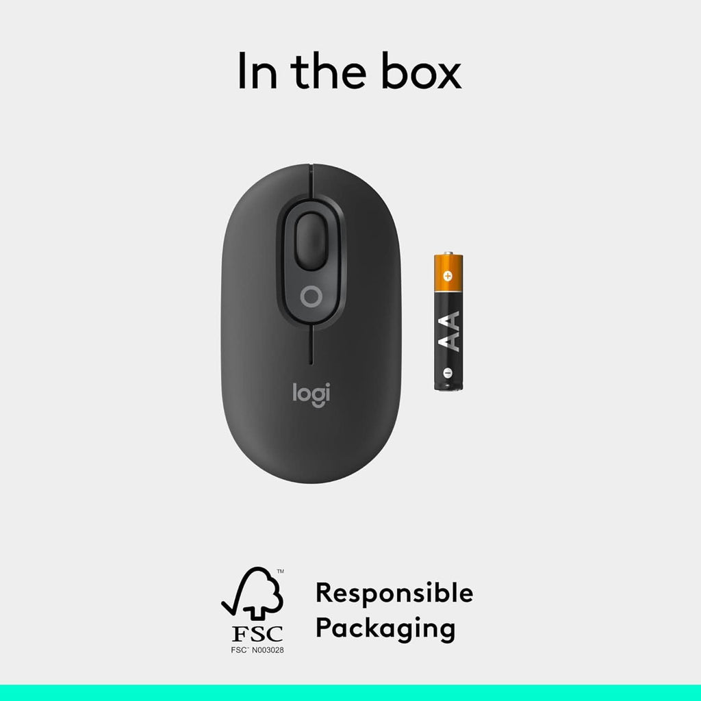 LOGITECH POP ICON COMPACT AND PORTABLE WIRELESS BLUETOOTH MOUSE - GRAPHITE – TechCure India