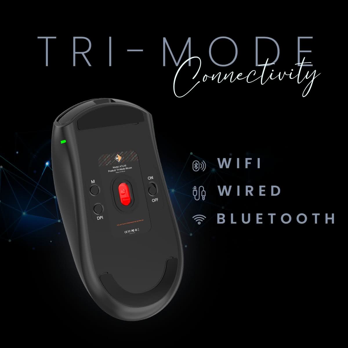 COSMIC BYTE ATLAS TRI-MODE GAMING MOUSE WIRELESS (BLACK) – TechCure India