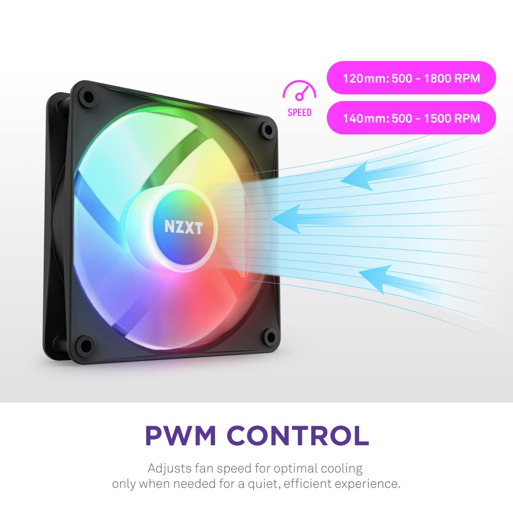 NZXT F120 RGB CORE 120MM CABINET FAN BLACK TRIPLE PACK (RF-C12TF-B1) – TechCure India