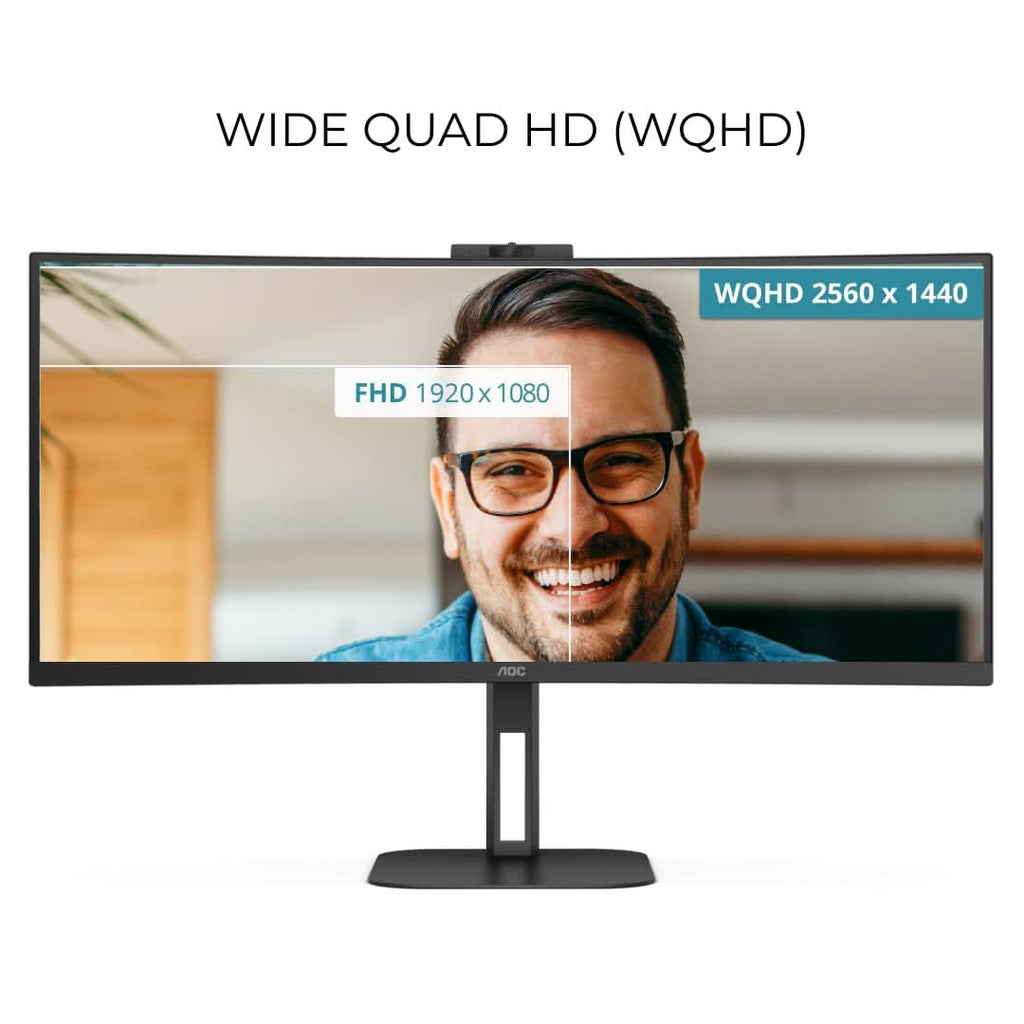 AOC CU34V5CW/BK 34inch Curved Ultra Wide WQHD Monitor – TechCure India