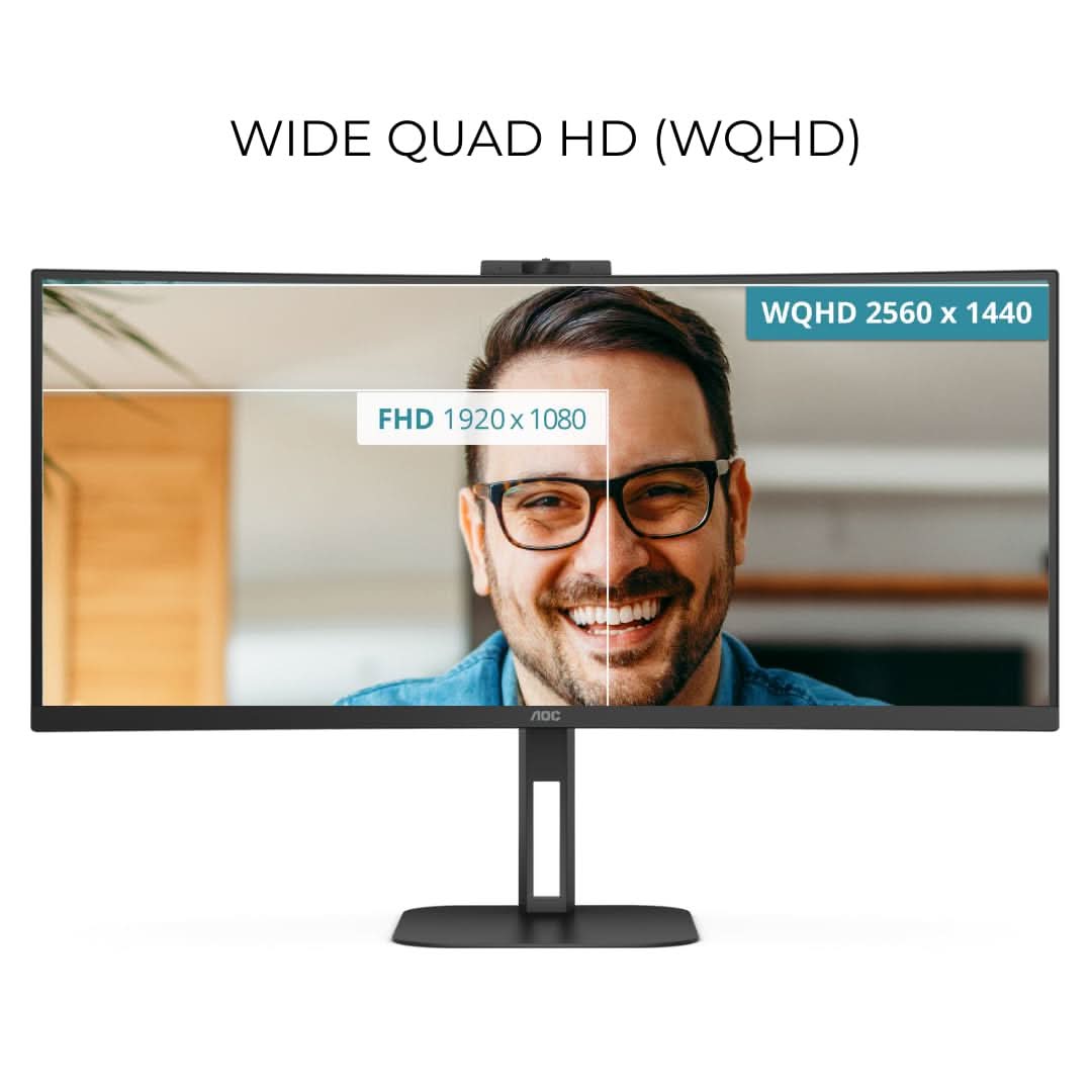 AOC CU34V5CW/BK 34inch Curved Ultra Wide WQHD Monitor – TechCure India