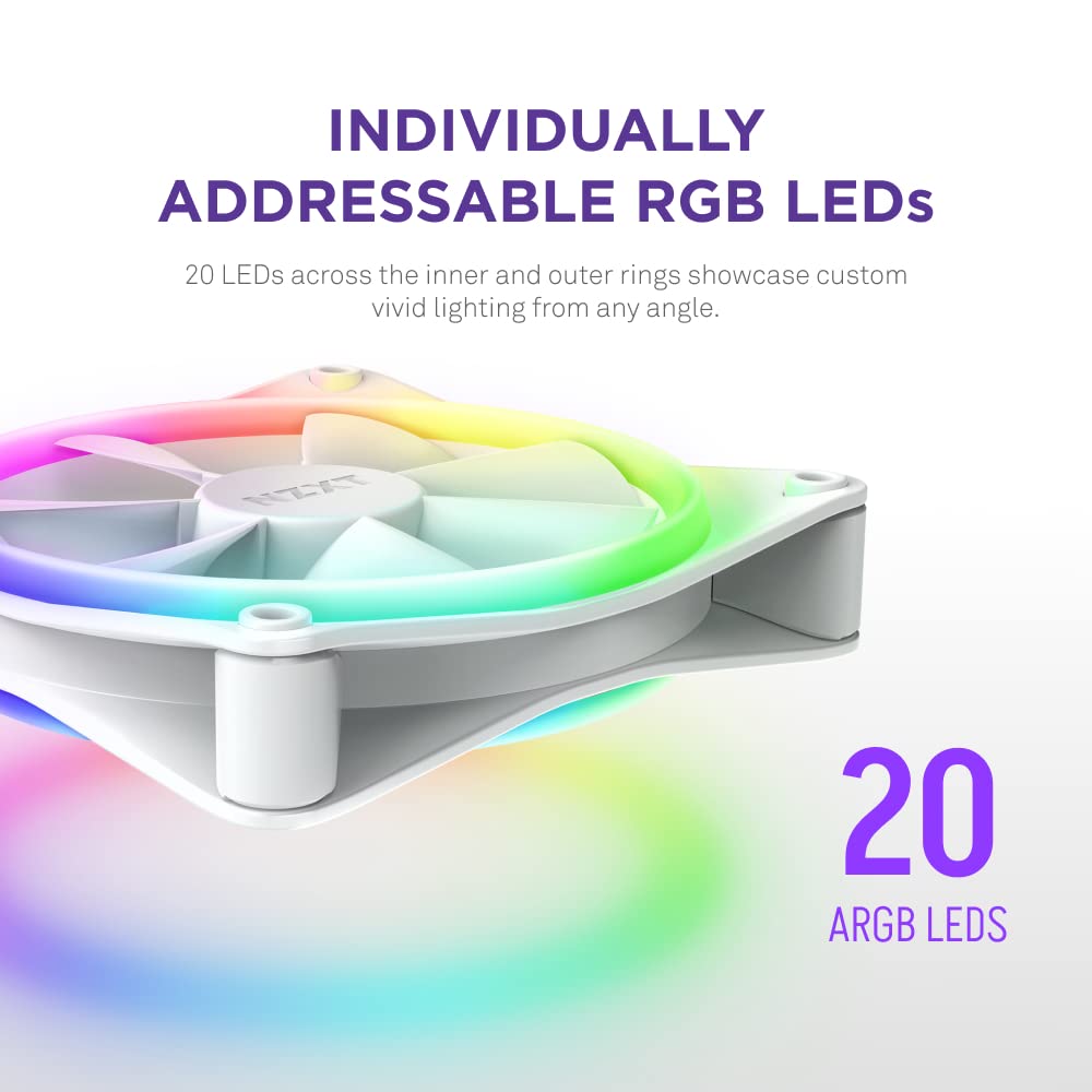 NZXT F120RGB DUO - 120MM DUAL-SIDED RGB FAN - TRIPLE PACK (WHITE) W/RGB CONTROLLER-RF-D12TF-W1 – TechCure India